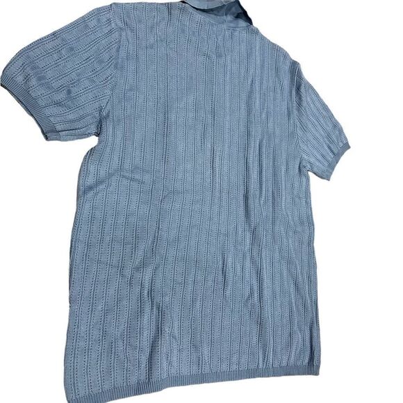 REVOLVE HUGO BOSS Vintage Knit Light Blue Polo Collared Shirt - Picture 2 of 12